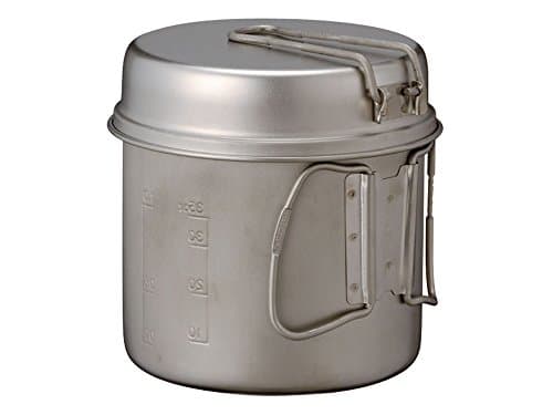 Snow Peak Trek 900 Titanium Cookset, Ultralight stackable camping cook set with 900ml pot and lid convertible to pan or bowl, foldable handles with mesh carry sack, suitable for camping and outdoors — view 3