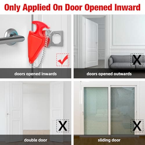 Portable Door Lock Home Security Door Lock Travel Lockdown Locks for Additional Safety and Privacy Perfect for Traveling Hotel Home Apartment College,2 Pack — view 5