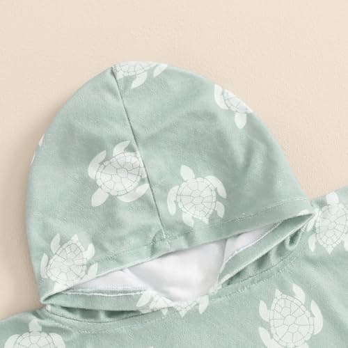 Kids Toddler Baby Boy Hooded Poncho Towels (Sea Turtle Green, 6-12 Months) — view 4