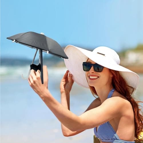QYEHF Anti-Glare Phone Umbrella Sun Shade, Holder with Suction Plug for Car Navigation Sunscreen, Mini Sunscreen Travel Cell Phone Umbrella, Smartphone Outdoor Stand (black) — view 4