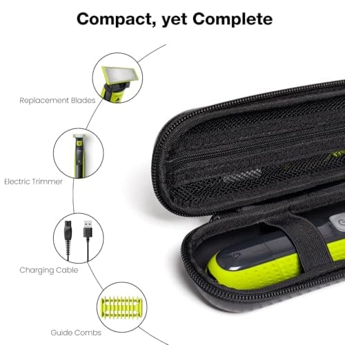 Nincha Travel Case Compatible with Philips Hybrid Electric Trimmer and Shaver, Face + Body Groomer QP2724/90, QP2834/70, QP1924/70, QP6531/70, QP4631/90, Hard Carrying Case, Portable Bag，Black — view 4