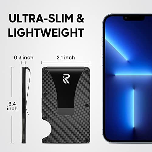 Carbon Fiber Wallet, RealPlus RFID Blocking Card Holder for Men, Minimalist Money Clip-Gifts for Men, Fathers, Boyfriends Birthday — view 5