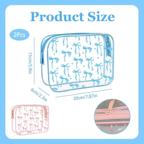 Clear Makeup Bag 2-Pack Pink Blue — view 2