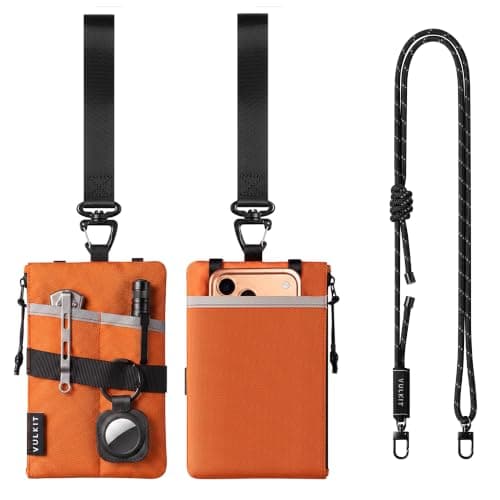 VULKIT Minimalist Travel Wallet RFID Blocking with Lanyard and Wrist Strap