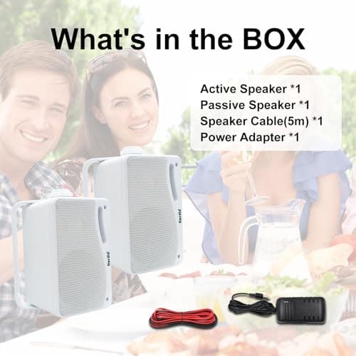 Herdio 3.5" Outdoor Bluetooth Speakers Wired Waterproof, 200W 3 Way Upgrade Premium Wall Mount Speakers, Durable Mountable Loud Sound System for Patio Indoor Deck Garage (White Pair) — view 5