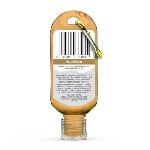 Palm Safe Millionairess 60ml Anti Bacterial Premium Hand Sanitiser Travel Size Refillable Clip Bottle Quick Drying Non Sticky Extra Moisturising Kills 99.9% of Viruses and Bacteria — view 2