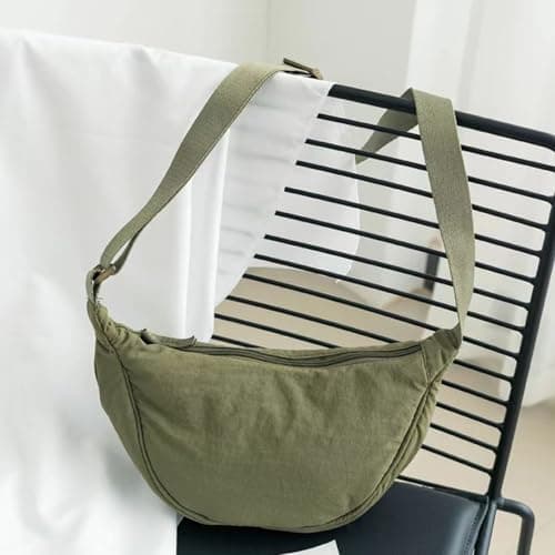 SUJIBHI Crescent Bag Nylon Dumpling Bag for Women Men Crossbody Bag with Adjustable Strap Solid Color Chest Bag Shoulder Bag Fanny Packs for Daily Use (Green) — view 6