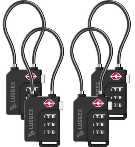 LUGGEX Suitcase Locks, Luggage Locks, TSA Approved Luggage Locks,Black,4