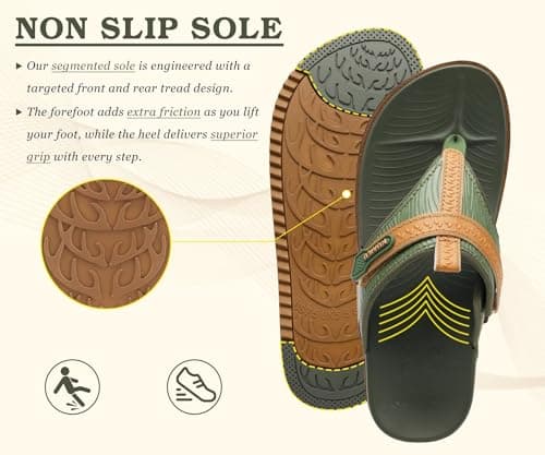 KuaiLu Womens Orthopedic Flip Flops Comfort Cushion Arch Support Sandals Summer Flat Lightweight Beach Pool Walking Sandles Trendy Outfit Adjustable Ladies Plantar Fasciitis Slides Green Khaki 7 — view 6