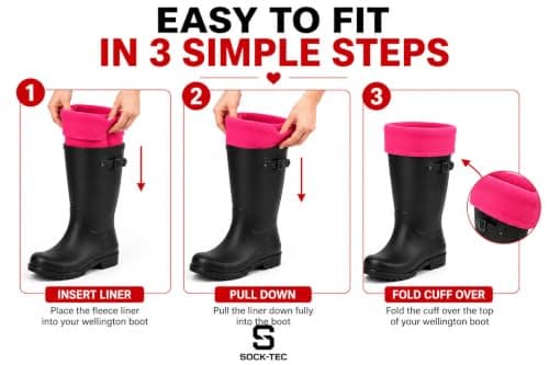 Womens Fleece Wellie Socks Adult Ladies Girls Welly Wellington Boot Thermal Liners Warm Outdoor Sock One Size 3-5 (UK, Numeric, 3, 5, Regular, Regular, Hot Pink) — view 6