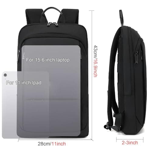 AUGUR Business Slim Backpack for Men Women 15.6 inch Water Resistant Laptop Backpack Computer Notebooks Lightweight Small Backpacks For Travel/Business/Work — view 6