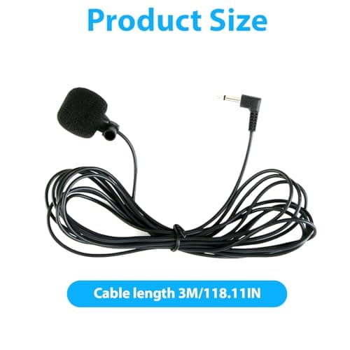 Bamyli 3.5mm Car Microphone – Noise Cancelling Small Microphone with 3M Cable & Clip, Plug and Play External Mic for Kenwood Sony JVC Alpine Vehicle Stereo GPS Radio — view 2
