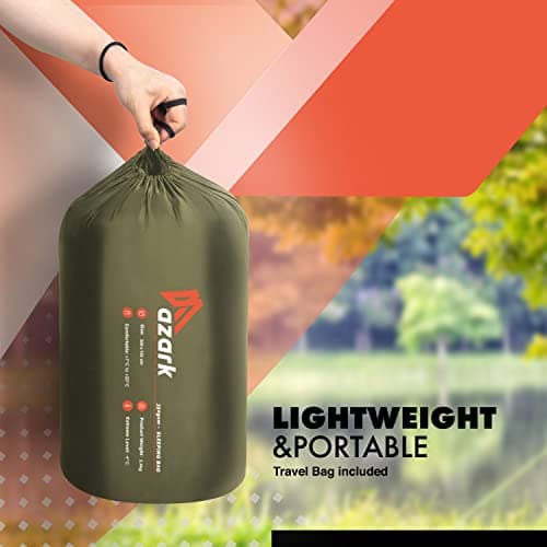 azark Premium Double Sleeping Bag, 350GSM, Lightweight and Waterproof, 4 Seasons of Camping, Hiking and Outdoors, Sleeping bag for Adults & Kids (Green) — view 3