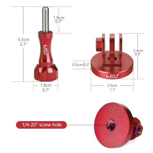 HSU Aluminium Alloy Tripod Mount Adapter with Thumbscrew for GoPro (Red) — view 4