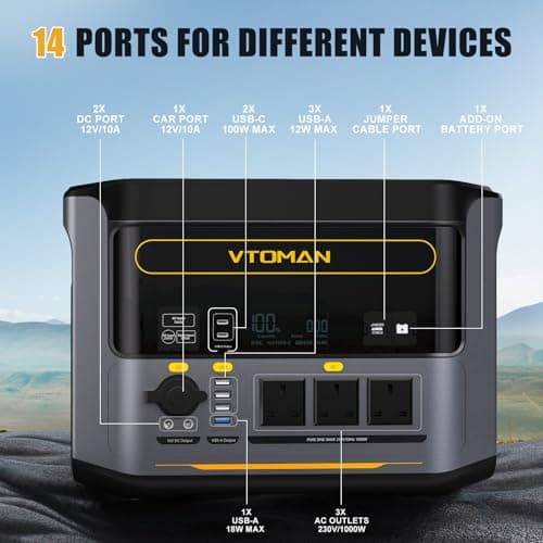 VTOMAN 1000W Portable Power Station, 828Wh Expandable LiFePO4 Battery — view 6