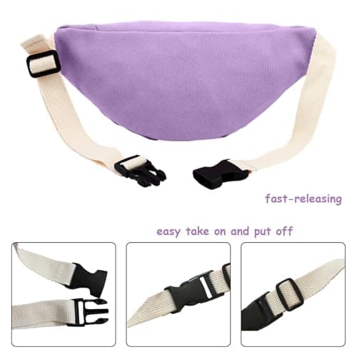 Kids Bumbag, Canvas Fanny Pack for Kids Crossbody Waist Bag for Unisex Toddler Boys Girls (Purple) — view 3