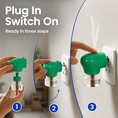 Plug-in Mosquito Repellent Insect Killer for Home & Travel Lasts for up to 45 Nights per Refill | Each Pack Includes a Plug and one Bottle for Long Lasting Performance | (4, 4 Pack) — view 3