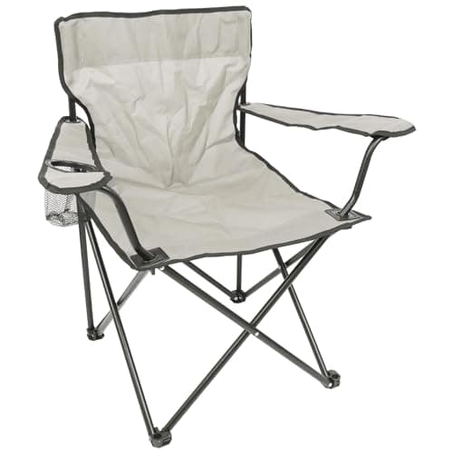 Harbour Housewares Folding Camping Chair - Beige - Pack of 1 - Canvas Outdoor Lawn Seat for Picnic, Garden, Beach, Hiking, Fishing