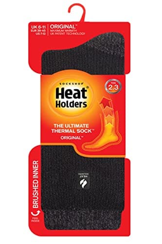 HEAT HOLDERS SOCKSHOP Mens 2.3 TOG Patterned and Plain Thermal Socks Pack of 1 Charcoal 6-11 — view 2