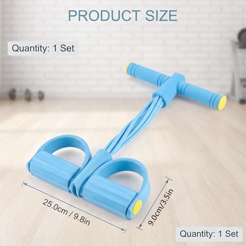Pedal Resistance Bands with Handle, Multifunctional Pedal Resistance Band for Home Fitness and Travel Workouts, Blue Foot Pedal Resistance Band with Six Tubes — view 2
