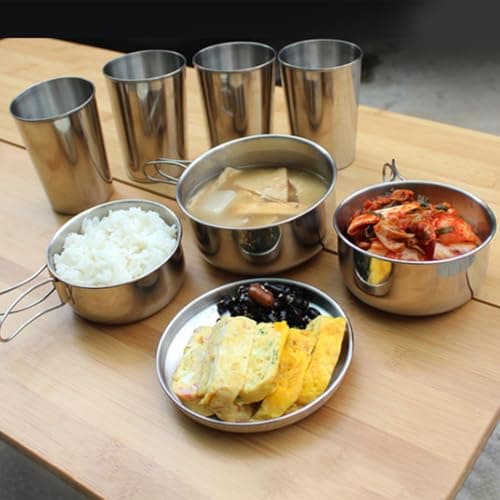 8pack Compacts Folding Cookware Outdoor Cooking Tableware Frying Pan for Hiking and Camping — view 3