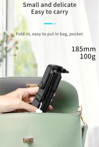 HCTian Selfie Stick Tripod,3 in 1 Extendable 360° Rotation Tripod Stand with Detachable Wireless Remote Portable Mobile Phone Holder Compatible with iPhone,Android,samsung (black) — view 6