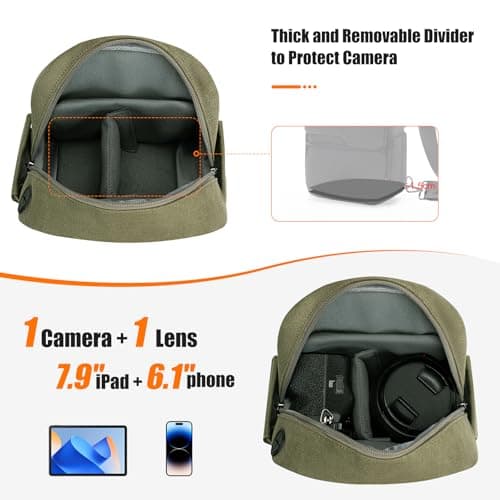 Cwatcun Sling Camera Bag Canvas, Compact Crossbody Case with Rain Cover — view 3