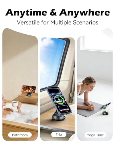 CloudValley for MagSafe Car Mount Charger, 15W Wireless Rapid Charging & 360° Rotating Vacuum Suction Cup, Magnetic Phone Holder with RGB Light for iPhone 17/16/15/14/13/12/Dash/Windshield/Screen — view 6