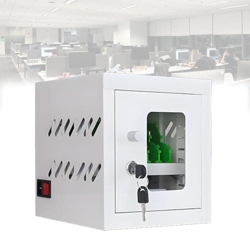 Mobile Phone Storage Locker with Charger Rechargeable 360° Universal Wheels Combination Lock for iPads & Mobile Phones - Portable White Locker with Wheels (6-Bit)