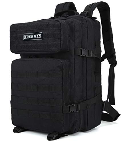 Doshwin 40L Military Backpack Tactical Army Assault Pack Molle Camo Rucksack for Camping Trekking Travel Hiking (Black)
