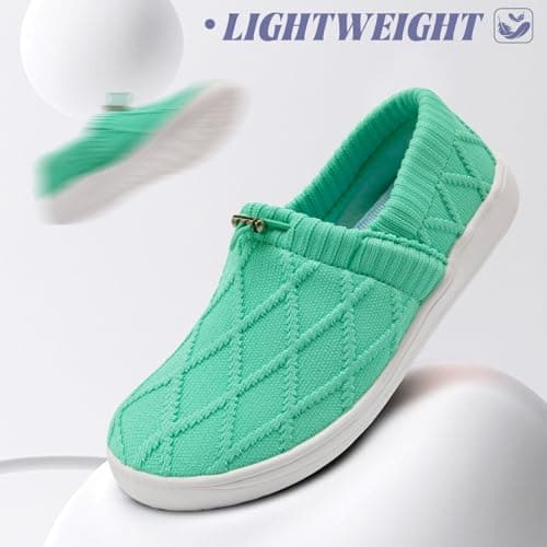 YOSFDC Women's Slip on Sneakers Women Tennis Comfortable Athletic Breathable Lightweight Walking Shoes for Gym, Work and Travel, Teal Green Wide, 3 UK — view 5