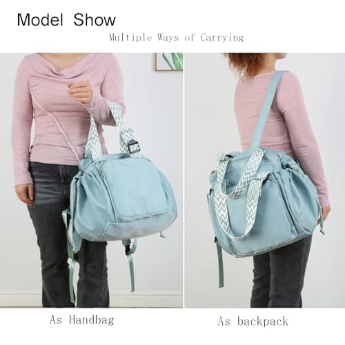 Fashowlife Multi-Function Tote Bag Large Capacity– Versatile Nylon Lightweight Backpack with 15 Pockets for Car Travel, Mint Green, One Size — view 2