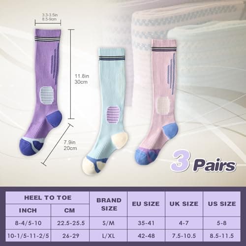 Cotton Compression Socks for Women, 3 Pairs, Mixed, Size 4-7 — view 3