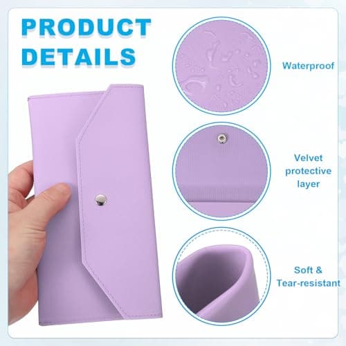 PATIKIL Cash Envelope Wallet, Budget Cash Holder Reusable Money Bag Pouch Leather Money Organizer Pouch for Men Women Receipt Check Bill Travel Graduation Holidays, Purple — view 3