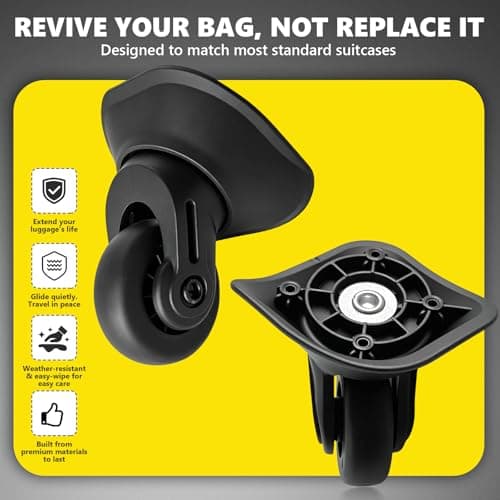 Tobeso-Nuoze Replacement Luggage Wheels Repair Suitcase Bag Parts Spinner Wheels Casters 2 pcs, Black, 2 Pcs — view 6