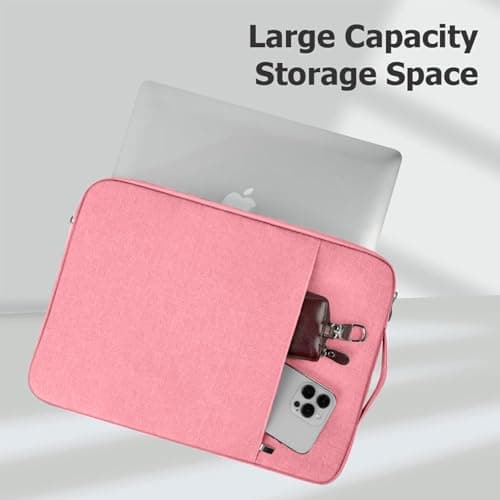 Flintronic Laptop Sleeve for 14 Inch, Water Resistant Laptop Sleeve, Portable Mens Lap-top Bag with Pockets and Compartments, Compatible with MacBook, Asus, Dell, HUAWEI 14 Inch Laptop(Pink) — view 6
