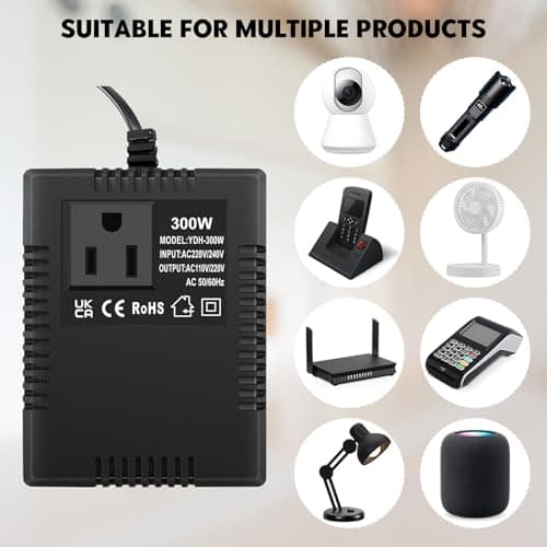 Step Down Transformer US to UK, 300W Step Down Power Voltage Converter Transformer (UK Plug) 220v/240v to 110v/120v, Intelligent Efficient Travel Power Adapter for Power Bank, WIFI, POS Machine — view 4