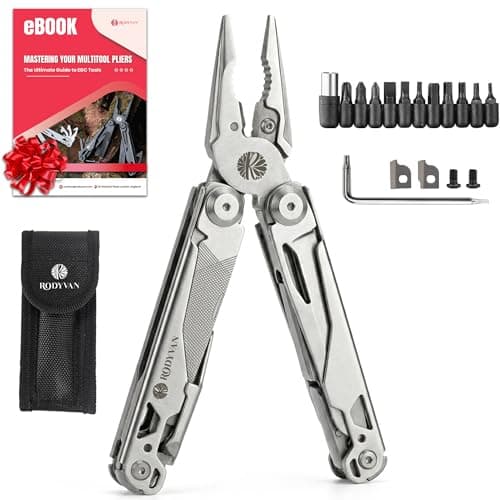RODYVAN Multitools, 19-in-1 Stainless Steel Multi Tool Pliers with Scissors, Screwdriver Set, Bottle Opener, Survival Camping Accessories. Gift for Men Dad. DIY Tool kit for Outdoor Activities