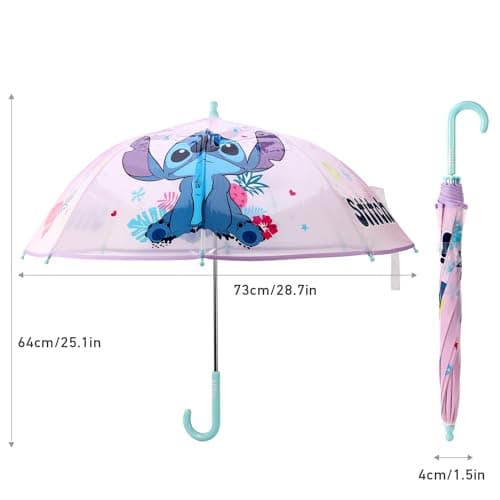 Disney Stitch Kids Dome Umbrella – Official Licensed Children's Character Toddler Umbrella, Strong, Lightweight & Windproof School Rain Umbrella for Girls & Boys, Child-Friendly Safety Opening — view 4
