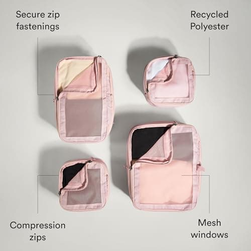 ANTLER - Compression Packing Cubes, Set of 4 Essential Packing Cubes for Suitcases and Backpacks - Holiday, Travel & Accessories Organiser, Easy Clothes and Shoe Storage - Moorland Pink — view 4