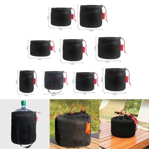 Mesh Pot Organizer Bag for Camping Cookware Storage, Breathable Outdoor Kitchen Gear Pouch with Drawstring, Anti-Collision Hiking Stove Carrier and Water Bucket Mesh Holder,(19 * 20cm) — view 3