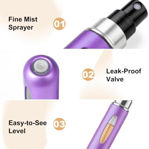 8PCS Travel Perfume Atomiser Refillable Bottles, 5ml Mini Travel Perfume Bottle with Bottom-Filled Design, Portable Empty Refillable Perfume Bottle for Luggage, Handbag & Pocket (8 colors 8 pcs) — view 3