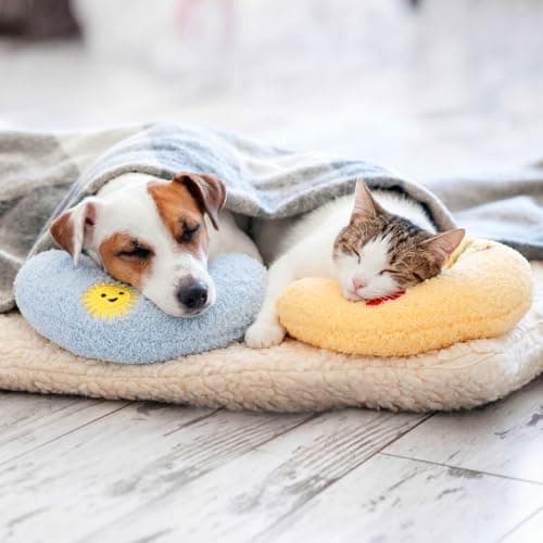 Sliner 6 Pack Cat Pillow and Mouse Toy Set, Calming U Shaped Pet Neck Pillows, 8'' Soft Fluffy Chin Rest Sleeping Bed for Small Dogs, Joint Relief Cervical Support, Indoor Outdoor Use — view 4