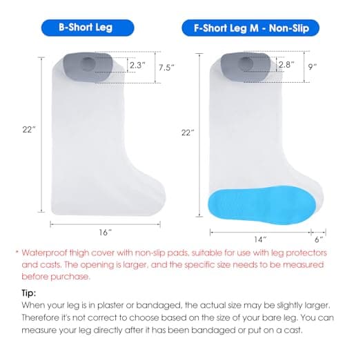 COMFYTHERA Large Waterproof Leg Cast Cover for Shower Foot Wound Protector Bath Adult Watertight Cast Bag Showering for Surgery Leg, Ankle, Foot Burns Reusable Keeps Wounds Dry (B-Short Leg) — view 2