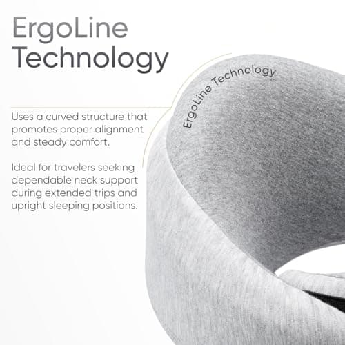 Proglobe Luxe Memory Foam Travel Neck Pillow, Organic Cotton, Light Gray — view 3