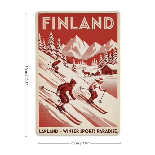 Lapland Skiing Mountain Winter Travel Sports Metal Tin Sign — view 2