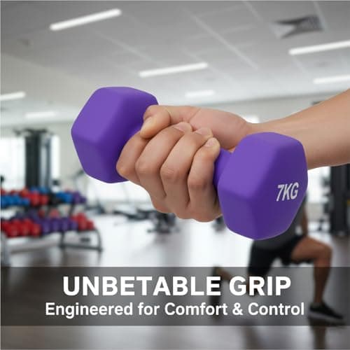 Neoprene Hex Dumbbell Set of 3 Pairs 0.5–10kg – Non-Slip Hand Weights for Home Gym, Strength Training, Fitness Workouts & Full-Body Exercise for Men & Women (Without Rack-Black, 2×(4+5+6)30kg) — view 5