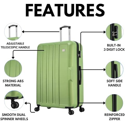 FLYMAX XL 32" Extra Large Suitcase 4 Wheel Lightweight Luggage Hard Shell Check in Hold Travel ABS 143 Litre Capacity Travel Case with 3 Digit Combination Lock + Telescopic Handle Red — view 3