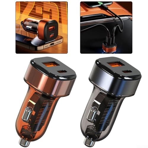 Transparent Dual USB Car Charger 52.5W High Speed Charging Adapter Mechanical Style for Phones Tablets Brown(Orange) — view 4