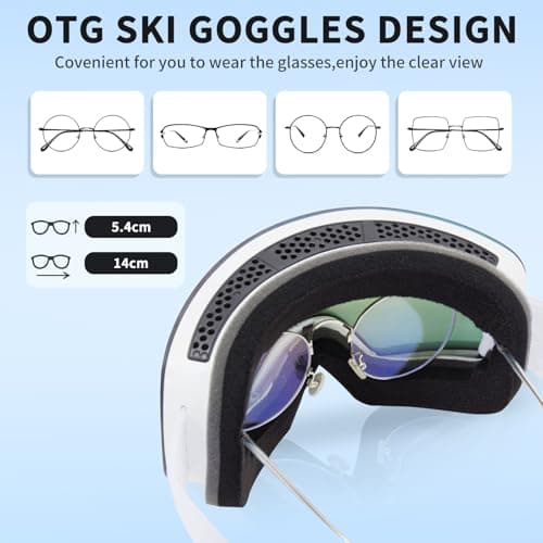 VCOROS Ski Goggles OTG,YH227 Snow Goggles Adjustable for Men Women Anti-Fog Anti-Glare UV400 Protection Helmet Compatible for Skiing Cycling Snowboarding (04-REVO Pink/White(VLT 14%)) — view 4